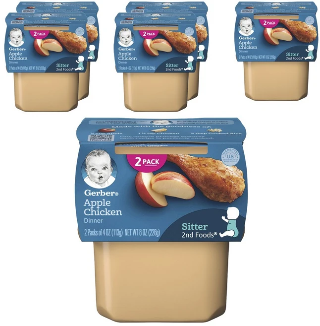 거버 디너 어린이 과일퓨레 113g, 사과 + 치킨(Apple + Chicken), 12개입 - 쿠팡