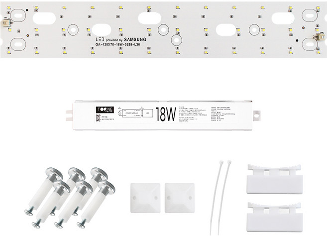 LED모듈 기판 리폼 세트 주방/욕실등(420x70mm) 18W 삼성 국산 자석 설치, 주방/욕실등420x70mm(1장) 18W, 보급형 / 삼성 SA등급(3528칩), 6500K(밝은 하얀빛), 1개