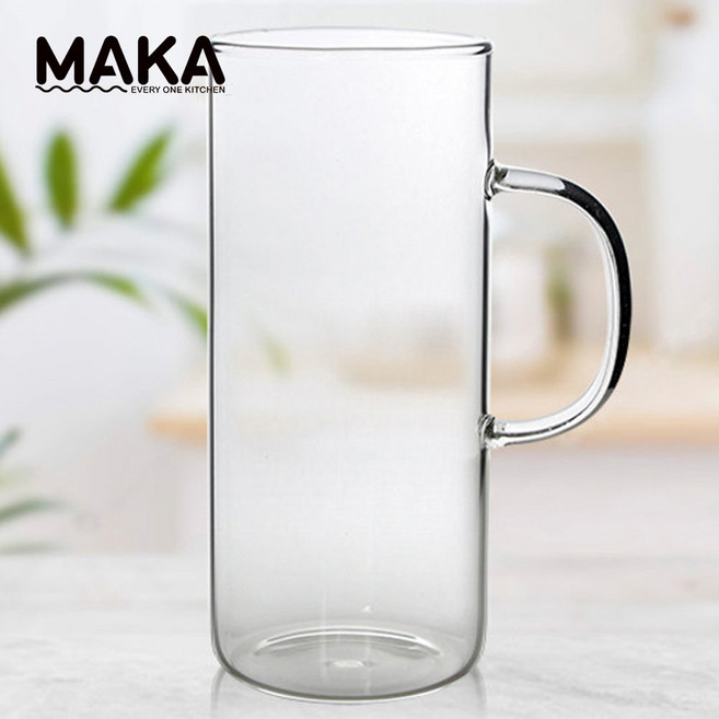 마카 내열유리 일자 손잡이 롱머그컵 430ml M1