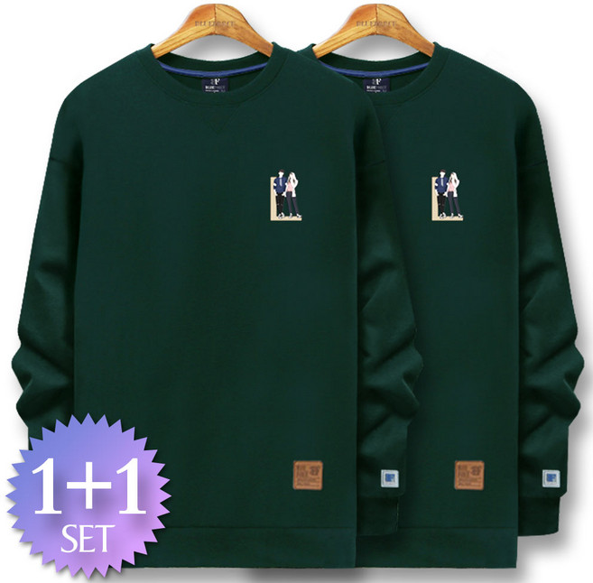 블루포스 엘튼 맨투맨 1+1세트 남자 빅사이즈 긴팔 티셔츠 남성 단체티 커플티