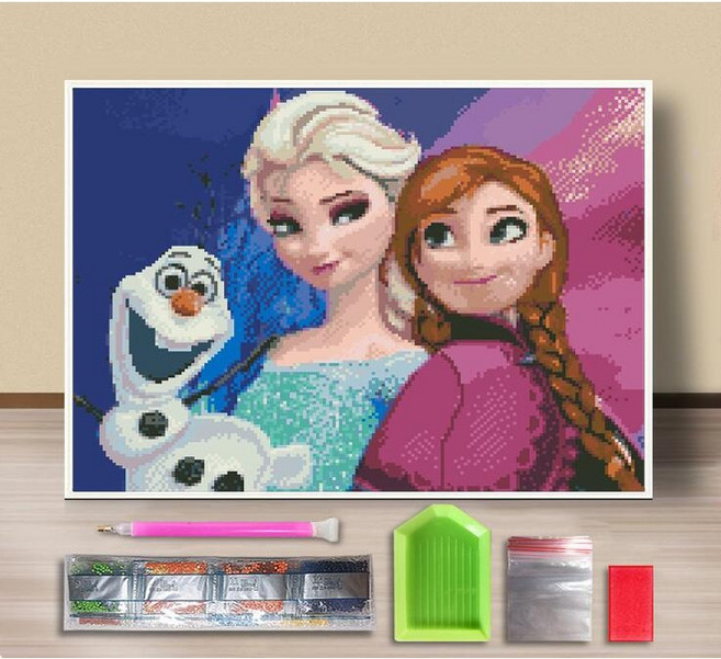 더라이트 캐릭터 보석십자수 겨울왕국 도안형/캔버스형 DIY키트 210413108, 40*50cm, 도안형, 1개