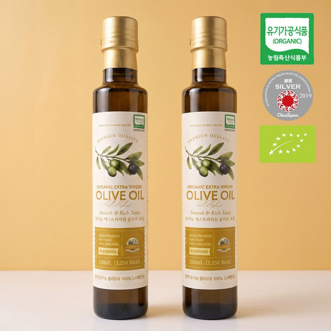 올리오리아 최고급 엑스트라버진 올리브오일, 2개, 250ml