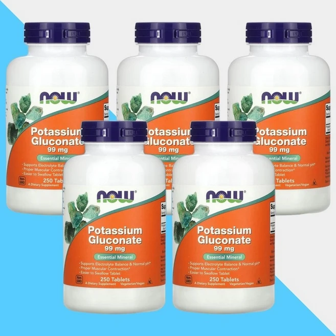 나우 칼륨 포타슘 글루코네이트 99mg 250정 5개 - 쿠팡