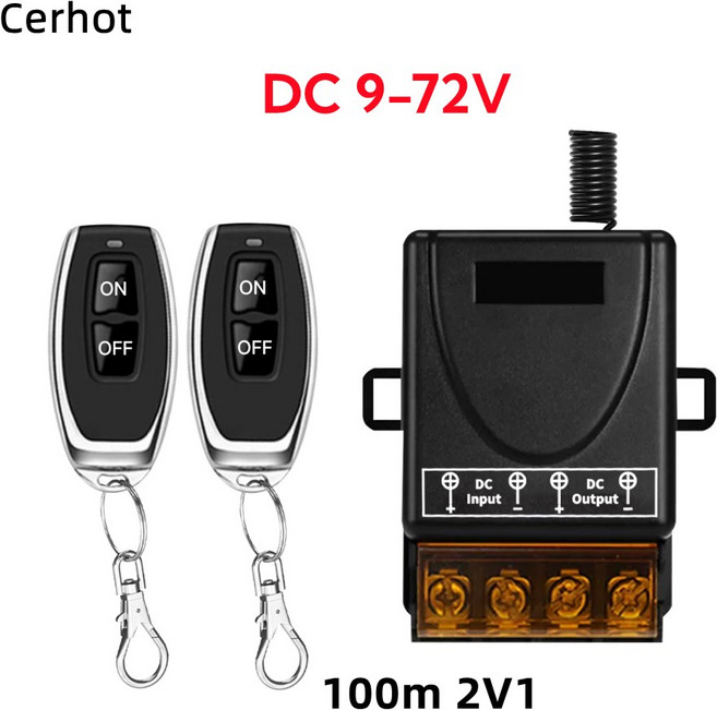 자동차원격시동 경보기 Cerhot 무선 스위치 리모컨 자동차 오토바이 회로 수정 장비 조명 워터 펌프 30A DC12V 24V 48V, 1개