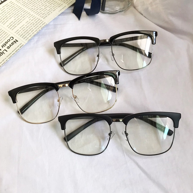 오버사이즈 사각 경량 반 뿔테 하금테 안경 빅사이즈 알 큰 반무테 여자 남자 가벼운 안경테
