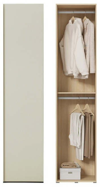 한샘 로렌 크림 옷장 50cm (높이216cm), 2단 행거형(A)