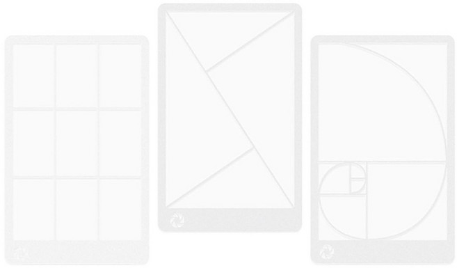 피보나치 구성 뷰 파인더 황금 비율 사진보기 포지셔닝 눈금자 뷰어 흰색 3, White, 1개, White