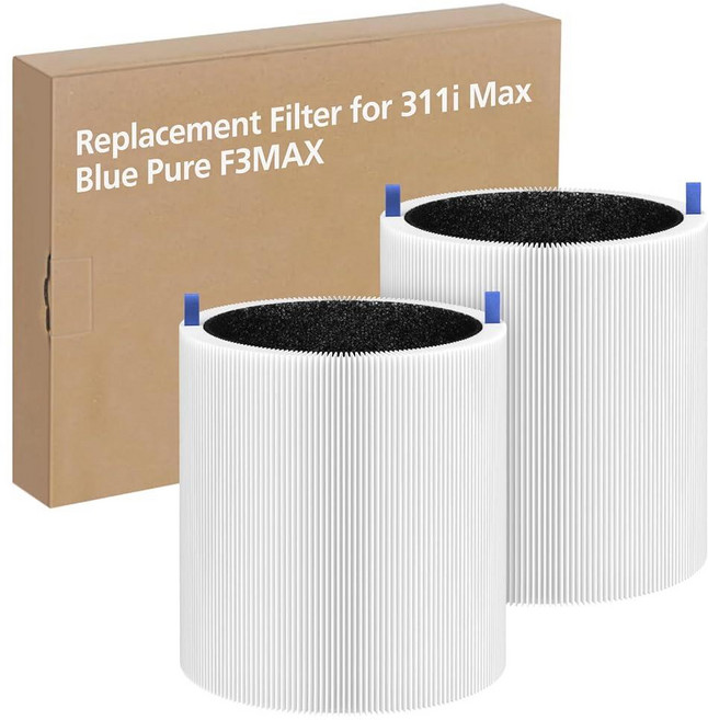 Blueair Blue Pure 311i+ Max 공기 청정기와 호환되는 2팩 311i+ 맥스 공기 청정기 HEPA 및 활성탄 에어 필터와 호환 Blue Pure 311i+, 2 Pack 311i Max Filter