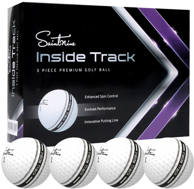 세인트나인 인사이드 트랙 3피스 골프공 1다즌 12구, 화이트 블랙라인, 12개입, 1개