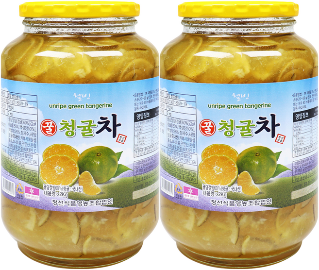 자연톡 고흥 꿀 청귤차 청귤청 귤차 과일청, 1개, 2개입, 2kg