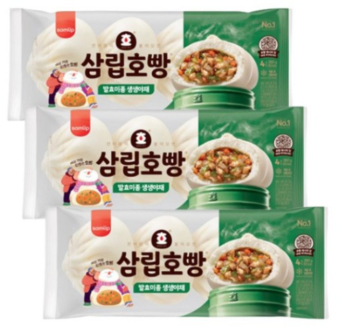 [보아스몰] 삼립 야채호빵 4개입 360g, 3개