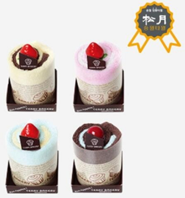 송월 테리베이커리 미니파티케익 30수 답례품 수건, 초코(갈색), 1개