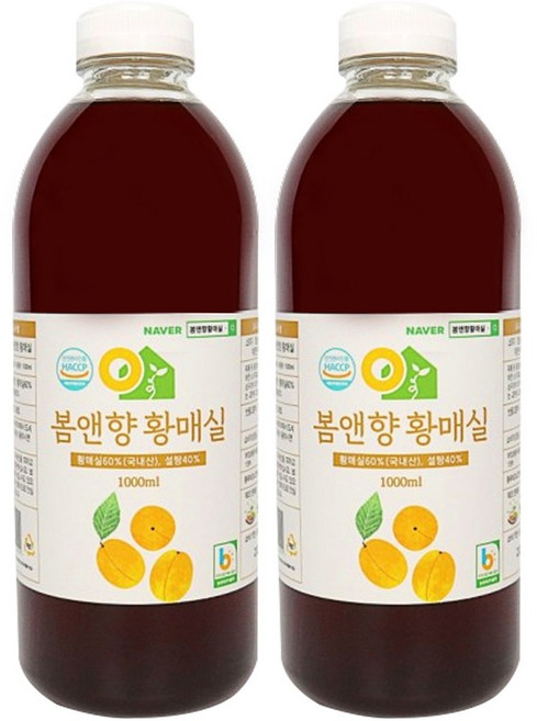 하동 지리산 3년숙성 매실액기스 매실액, 1L, 2개