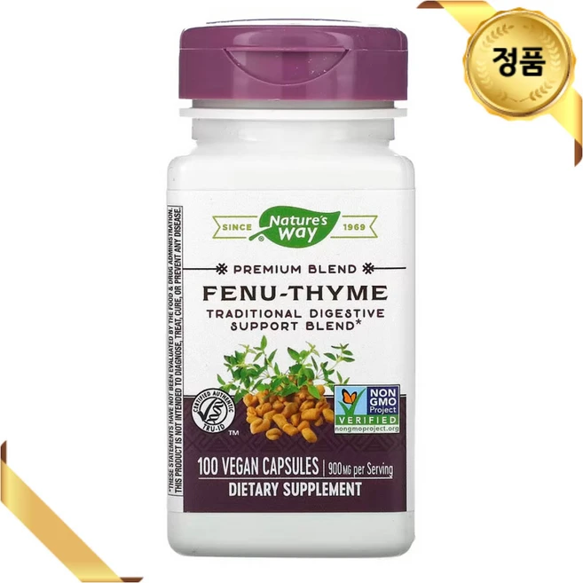 네이처스웨이 페누 타임 450mg 100 비건 캡슐 페누그리크 호로파 백리향, 1개, 기본, 100정 - 쿠팡