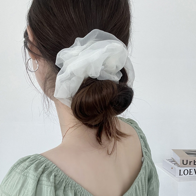 시스루 오간자 스크런치 헤어슈슈 빅사이즈 곱창끈 (6color)