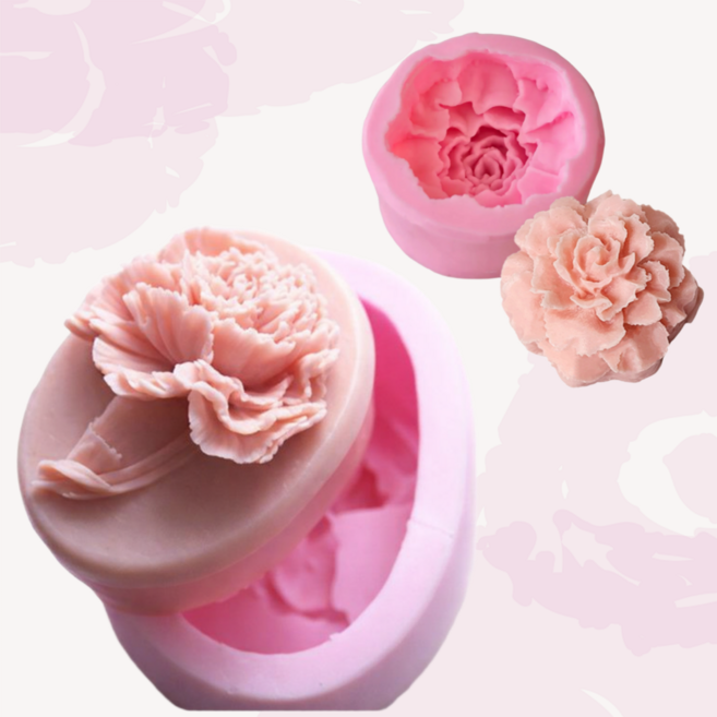수제 카네이션 몰드 실리콘 비누틀 석고 만들기 몰드 세트, 핑크색(미니+카네이션)