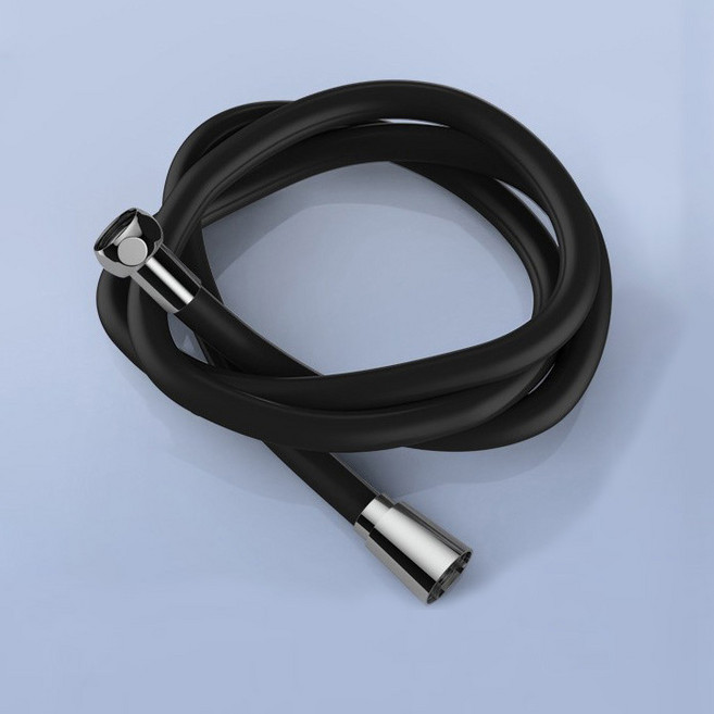 더자카 물때방지 무광 실리콘 샤워호스, 2m, 블랙