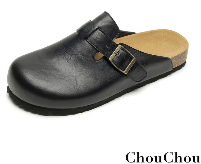 ChouChou 柔軟包頭柏肯拖鞋 穆勒鞋, 黑,43