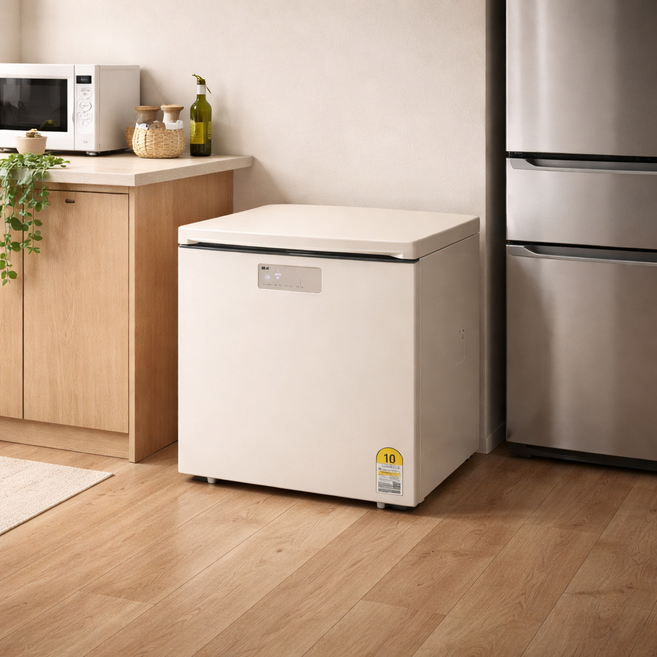 LG전자 디오스 김치톡톡 128L 뚜껑형 1도어 김치냉장고 방문설치, 오브제 베이지 25년형, Z135MEE12