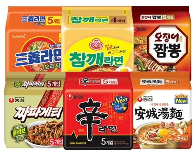 농심 봉지라면 혼합 29봉(신라면5봉+짜파게티5봉+안성탕면5봉+삼양라면5봉+참깨라, 봉지라면 혼합 29봉(신라면5봉+짜파게티5봉+안성탕면5, 29개