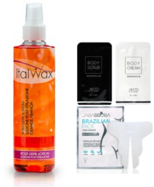 이탈왁스 후처리제 오렌지 로션250ml+바디스크럽5g+바디크림5g+브라질리언시트팩1매, 250ml, 1개