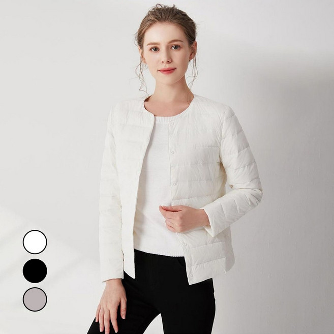 ANYOU 여성 오리털 경량 패딩 점퍼 순색