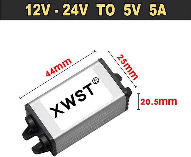 DC 벅 컨버터 12V to 5V 전압 조정기 1-60A 스텝 다운 변환 모듈 자동차 골프 카트 RoHS용, 09 5A Aluminum S, 01 12V 24V, 01 5V