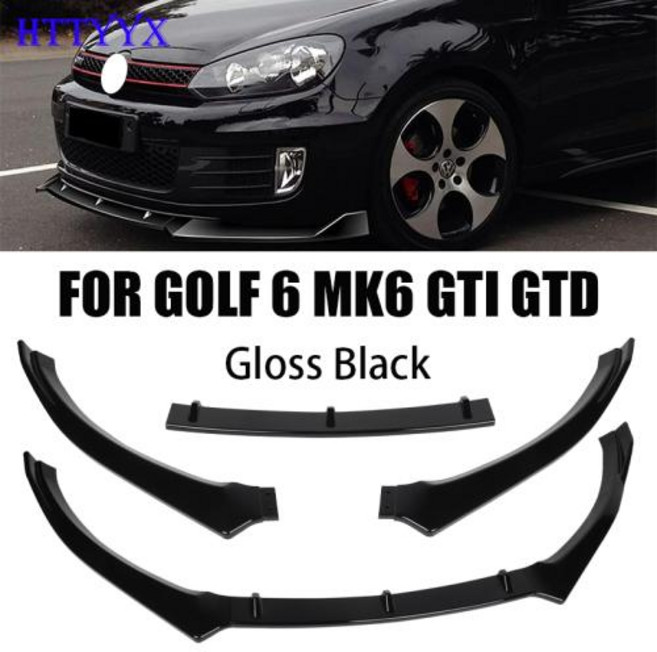 HTTYYX 자동차 앞 범퍼 스플리터 립 바디 키트 스포일러 가드 6 MK6 GTI GTD 2008 2009-2012 2013, 1)Gloss Black
