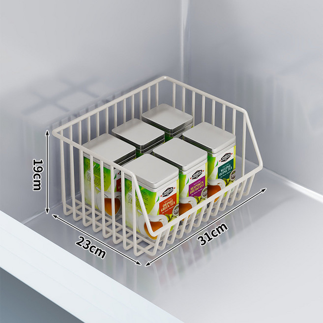 冰櫃內部置物架可疊加隔層架子冰箱多層分隔框吊籃食品收納筐, 1個, 白色單層中號