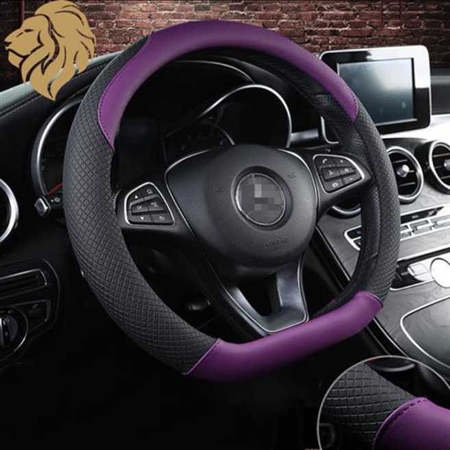 소울랜드 타공 D컷 QM6 전용 자동차 핸들커버, 웨이브 컬러플 퍼플