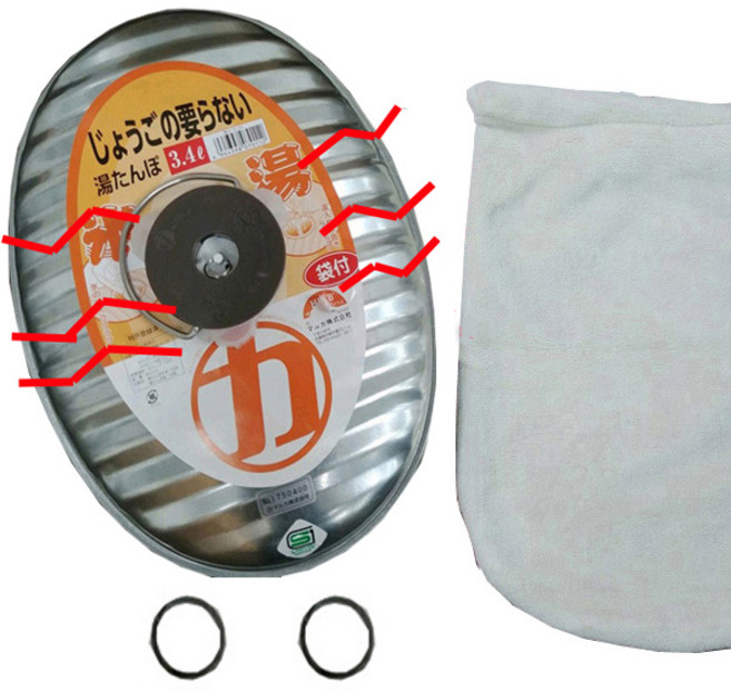 일본마루카 4계절 캠핑 아연유단포 3.4리터 특대형 냉온 겸용+패킹2P+커버 보온물주머니, 단품