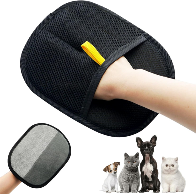 고양이 강아지 털제거 브러쉬 장갑, 블랙, 1개