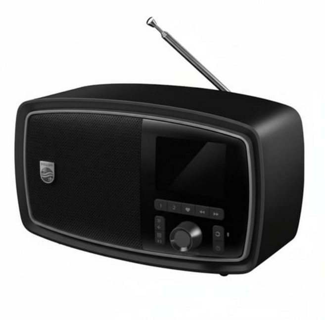 필립스 JANET 레트로 100주년 LCD 디스플레이 센추리 무선 SBC AAC 코덱 수면 타이머 블루투스 FM 라디오, 블랙, 디스플레이/tav2000