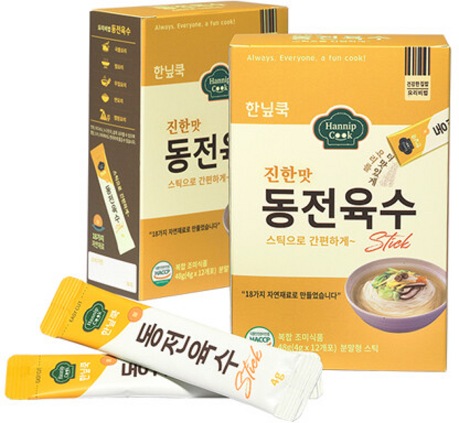원스팜 한닢쿡 동전육수 스틱형 진한맛 (x), 12개, 4g