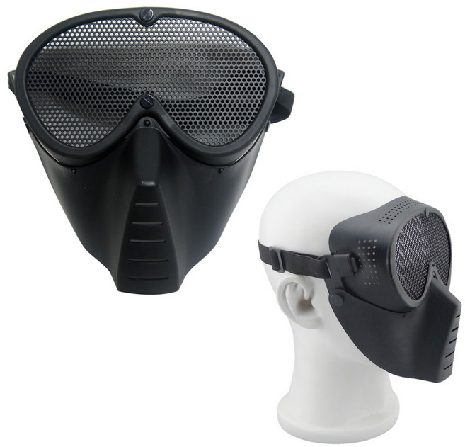 서바이벌 풀페이스 전면고글 마스크 철망 메쉬 안전고글 페이스가드 필드 얼굴 보호 장비 서바이벌 밀리터리용품 군장, BK(검정), 1개