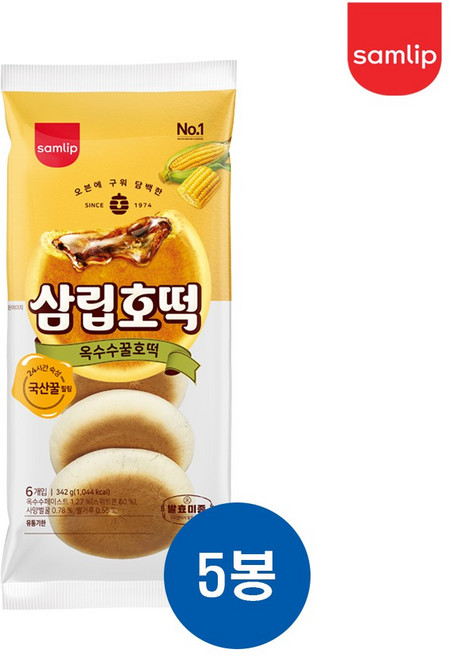 삼립 옥수수 꿀호떡 342g, 5개