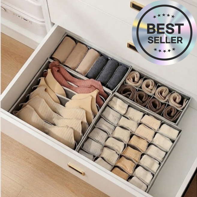 다비온 속옷 양말 브래지어 수납 정리함 4종(6칸+7칸+8칸+24칸), 1세트, 그레이