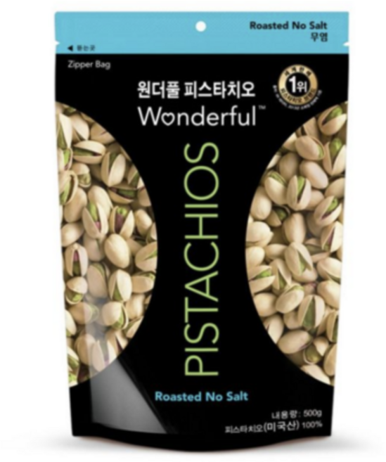 원더풀 피스타치오 무염, 500g, 3개