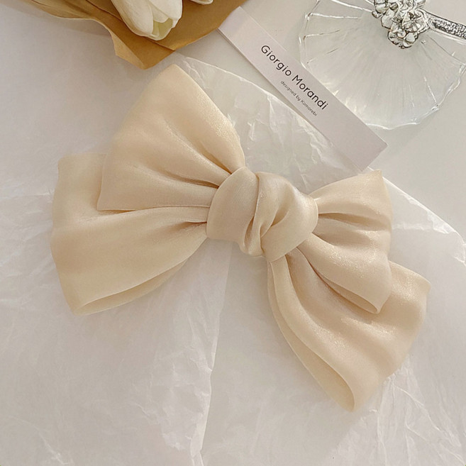 [HANNAL] 왕리본 실키 새틴 리본자동핀