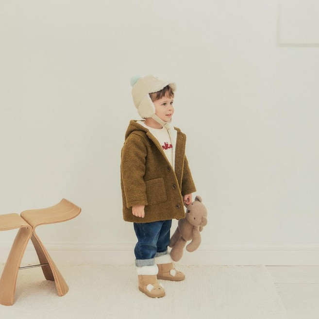 밍크뮤 봉봉 부클 후드 코트 모 혼방 OL 33C1510101