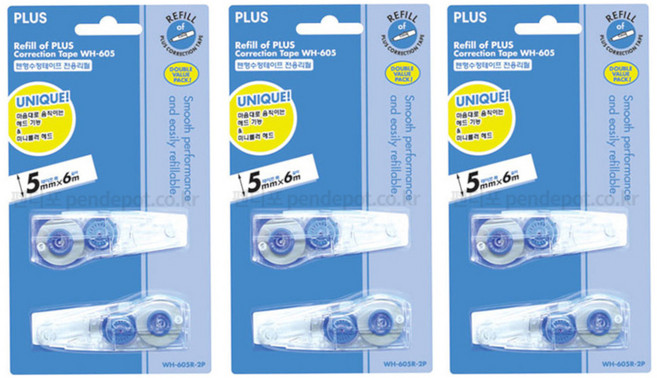 플러스 리필수정테이프 WH-605 5mm*6M 3개(6개입), 3개