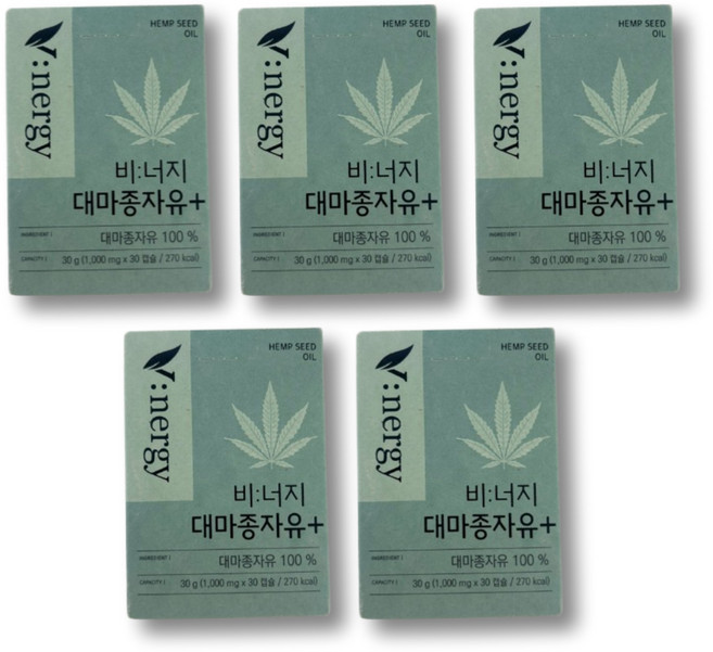비너지 식물성 대마종자유 플러스 프리미엄 대마 종자 씨유 햄프씨드 오일 HEMPSEED OIL, 30정, 5박스