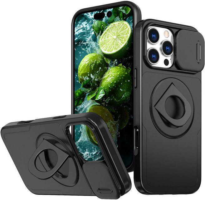 PYHO 아이폰16pro맥/프로 스케이스 카메라 윈도 보호 내장 자석 무선충전XSJK020