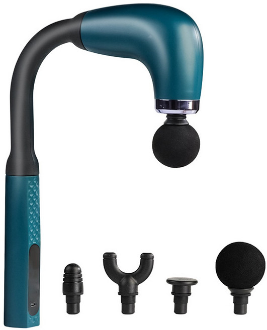 진동 핸디 안마기 강력 진동 갈고리형 6단조절 4개 교체 휴대용 무선 안마기, 진녹색