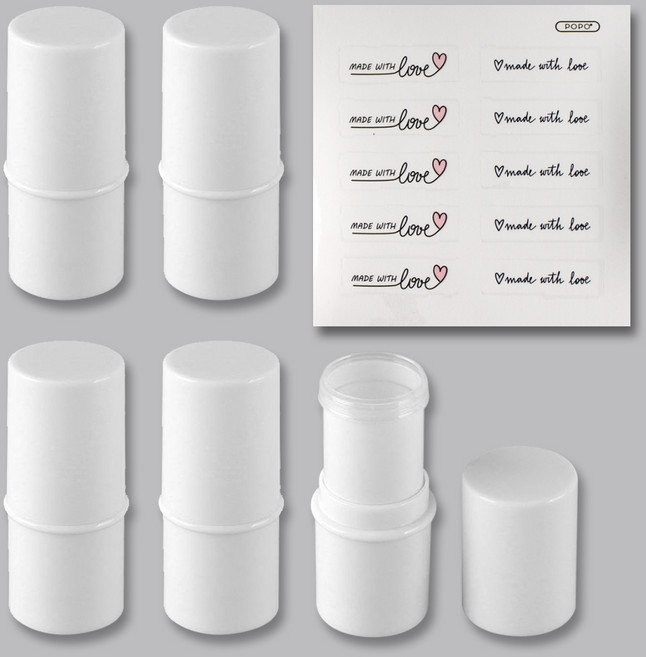 포포라운지 립밤용기 선스틱 케이스 로션바 공병 고체향수 만들기 재료, 1개, 화이트 5개+스티커 1장