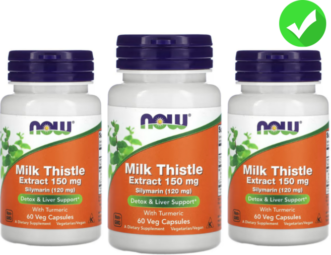 나우푸드 실리마린 밀크 시슬 추출물 터메릭 포함 150mg 베지 캡슐, 3개, 60정