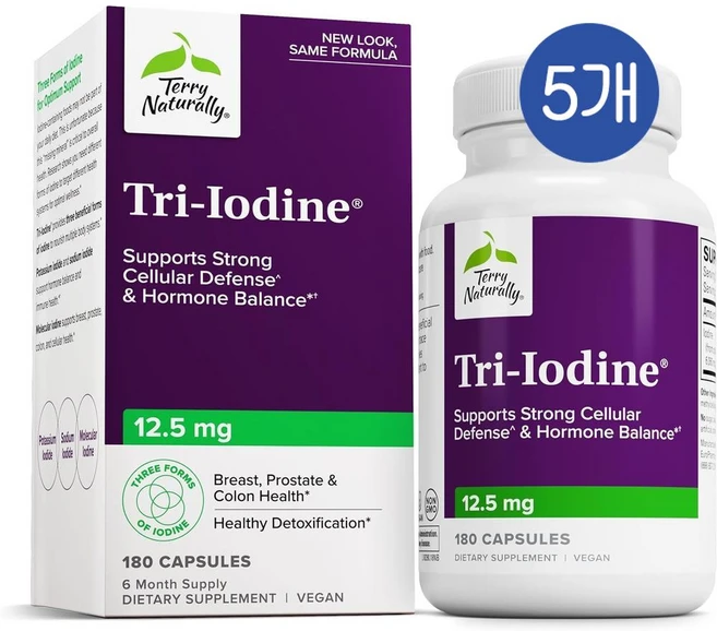 테리 내추럴리 트라이-아이오딘 12.5mg 요오드 캡슐 Terry Naturally Tri-Iodine, 5개, 180정 - 쿠팡