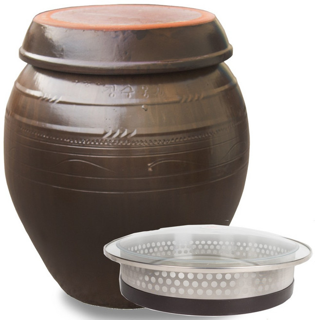 장수옹기 숨쉬는 옹기 항아리 소금 오미자 막걸리 된장 장독대, 1개