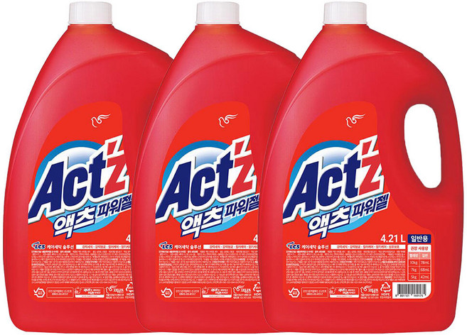액츠 파워젤 액체세제 일반 용기 4.21L 3개, 1개