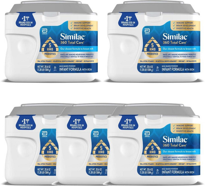 Similac 360 Total Care Infant Formula 시밀락 360 토탈 케어 분유, 584g, 5개